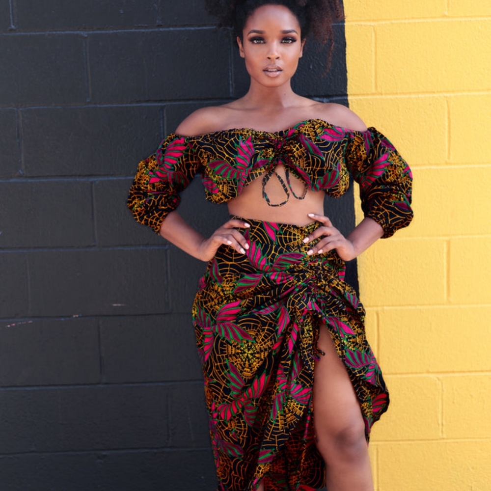 African print Crop Top and Skirt set Coord